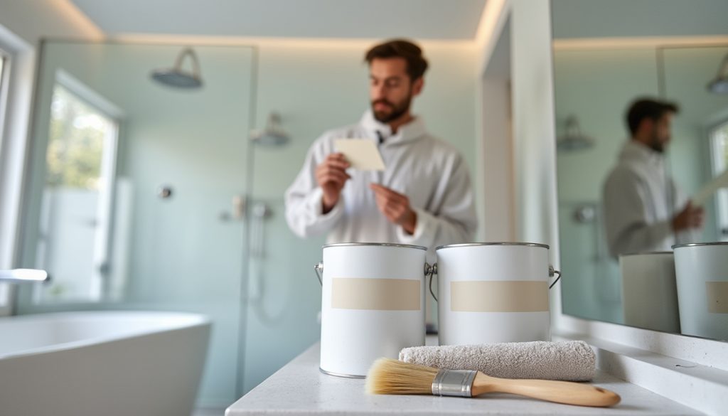 découvrez nos conseils pour choisir la peinture parfaite adaptée à l'humidité et à la luminosité de votre salle de bain, afin de sublimer votre plafond avec style et durabilité.